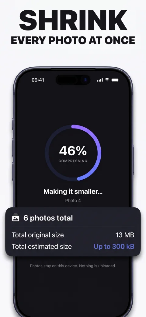 Shrink selection of several photos for batch compression